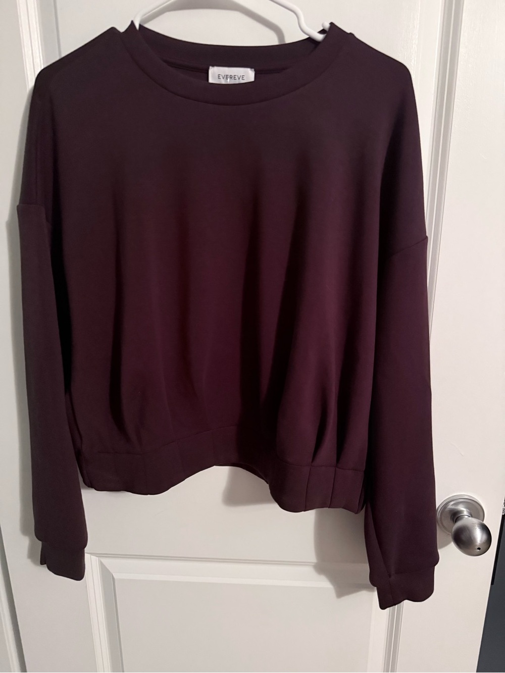Evereve Long Sleeve Crewneck Sweatshirt in Deep Plum